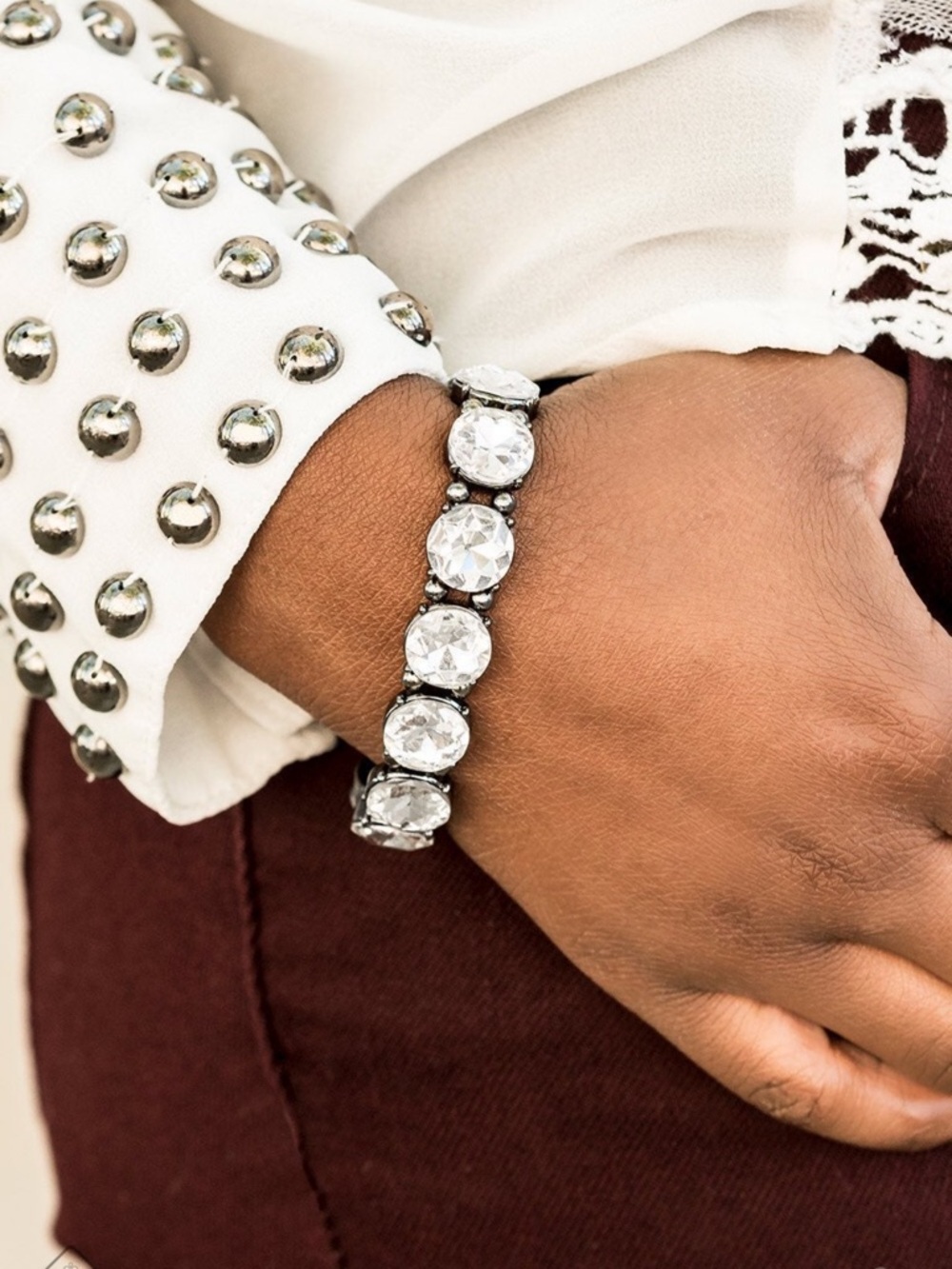 Glizty Rhinestone Statement Bracelet in Black Gunmetal